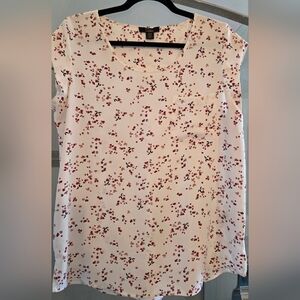 Dalia Cream Blouse with Red Floral Pattern